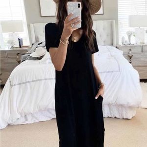 T shirt women maxi V-neck dress casual
